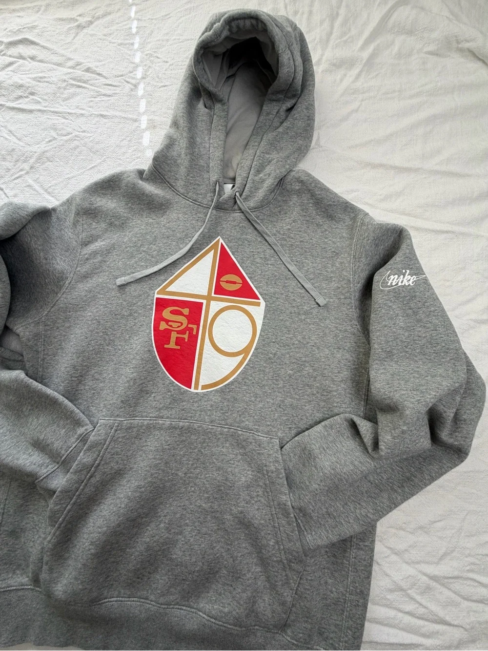 Nike Gray Hoodie with Red & Gold Crest Logo